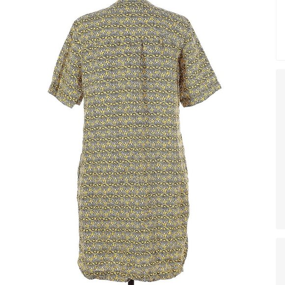 Olsen 100% linen print tunic Size M medium yellow black white Casual Dress - Picture 2 of 2